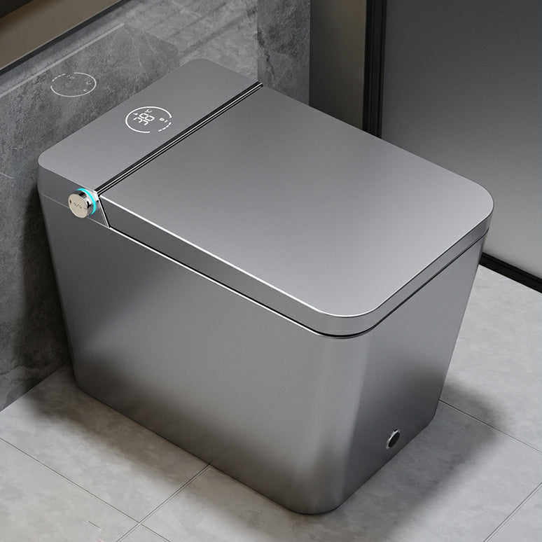 Modern Ceramic Rectangle Elongated Smart Bidet with Heated Seat Gun Grey Clearhalo 'Bathroom Remodel & Bathroom Fixtures' 'Bidets' 'Home Improvement' 'home_improvement' 'home_improvement_bidets' 'Toilets & Bidets' 8191046