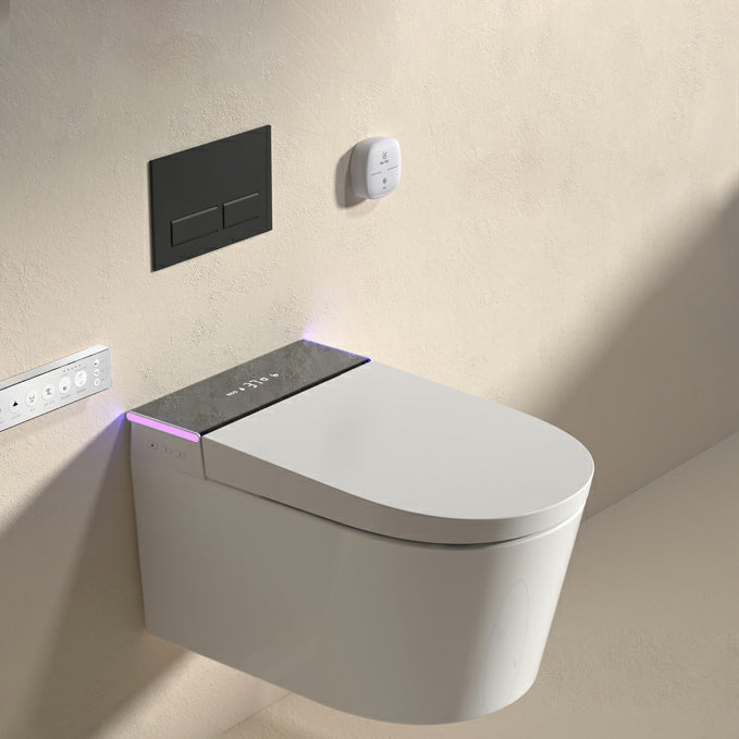 White Ceramic Elongated Stain Resistant Smart Bidet with Heated Seat Clearhalo 'Bathroom Remodel & Bathroom Fixtures' 'Bidets' 'Home Improvement' 'home_improvement' 'home_improvement_bidets' 'Toilets & Bidets' 8191064