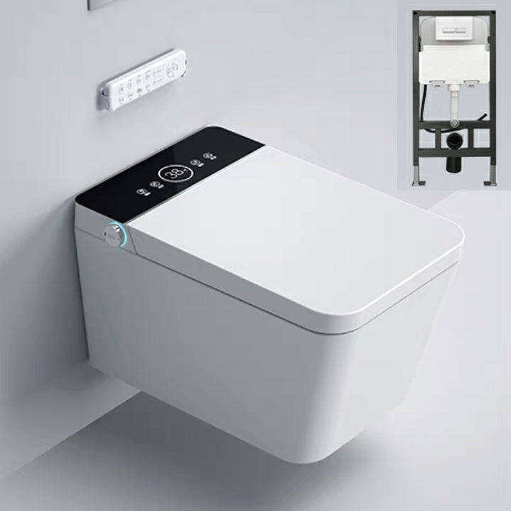 Ceramic Elongated Stain Resistant Smart Bidet Included Remote Control Black/ White Clearhalo 'Bathroom Remodel & Bathroom Fixtures' 'Bidets' 'Home Improvement' 'home_improvement' 'home_improvement_bidets' 'Toilets & Bidets' 8191136