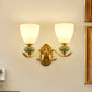 Vintage Conic Wall Mount Light Fixture 1/2-Head Opal Glass Up Wall Lamp in Gold for Living Room 2.0 Gold Clearhalo 'Wall Lamps & Sconces' 'Wall Lights' Lighting' 819114
