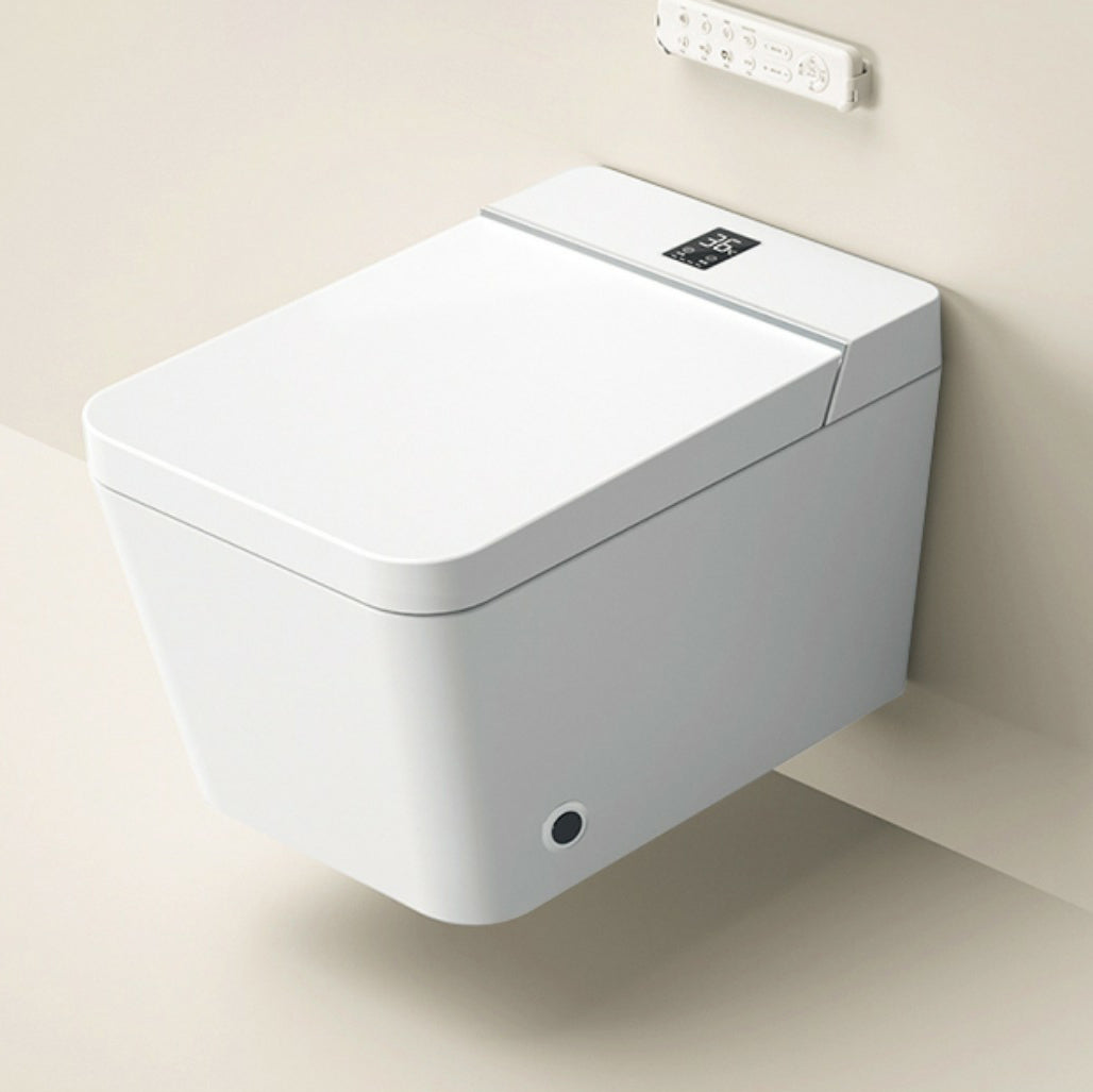 White Ceramic Wall Mounted Bidet Stain Resistant with Heated Seat Clearhalo 'Bathroom Remodel & Bathroom Fixtures' 'Bidets' 'Home Improvement' 'home_improvement' 'home_improvement_bidets' 'Toilets & Bidets' 8191159