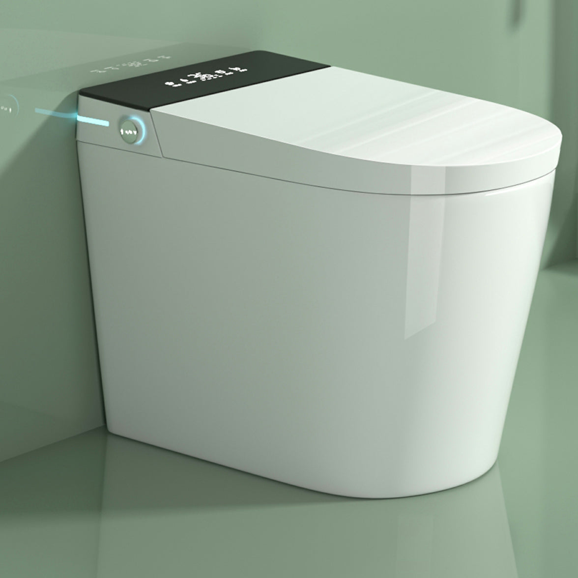 White Elongated Stain Resistant Floor Mount Bidet with Heated Seat Black White Clearhalo 'Bathroom Remodel & Bathroom Fixtures' 'Bidets' 'Home Improvement' 'home_improvement' 'home_improvement_bidets' 'Toilets & Bidets' 8191172