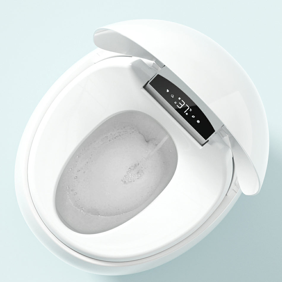 Round Smart Floor Standing Ceramic Bidet in White with Foot Sensor Clearhalo 'Bathroom Remodel & Bathroom Fixtures' 'Bidets' 'Home Improvement' 'home_improvement' 'home_improvement_bidets' 'Toilets & Bidets' 8191230
