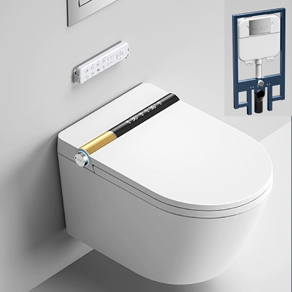 White Elongated Stain Resistant Wall Mounted Bidet with Temperature Control Clearhalo 'Bathroom Remodel & Bathroom Fixtures' 'Bidets' 'Home Improvement' 'home_improvement' 'home_improvement_bidets' 'Toilets & Bidets' 8191420