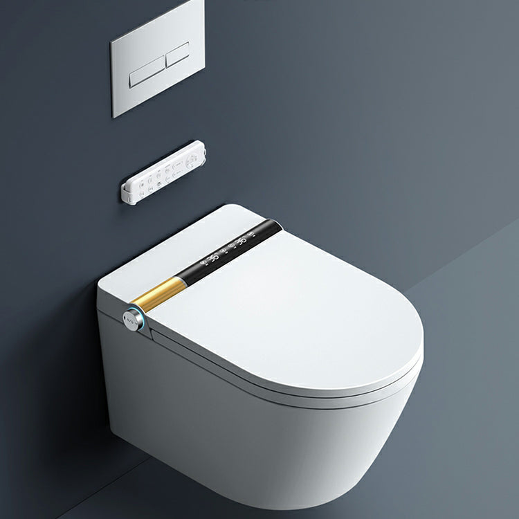 White Elongated Stain Resistant Wall Mounted Bidet with Temperature Control Clearhalo 'Bathroom Remodel & Bathroom Fixtures' 'Bidets' 'Home Improvement' 'home_improvement' 'home_improvement_bidets' 'Toilets & Bidets' 8191422