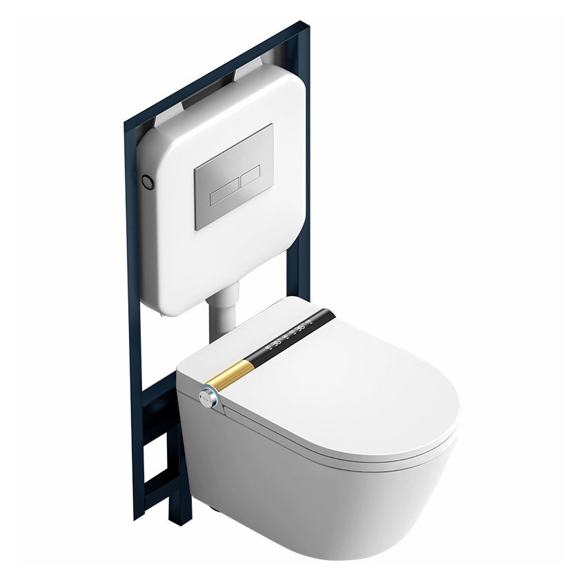 White Elongated Stain Resistant Wall Mounted Bidet with Temperature Control Clearhalo 'Bathroom Remodel & Bathroom Fixtures' 'Bidets' 'Home Improvement' 'home_improvement' 'home_improvement_bidets' 'Toilets & Bidets' 8191424