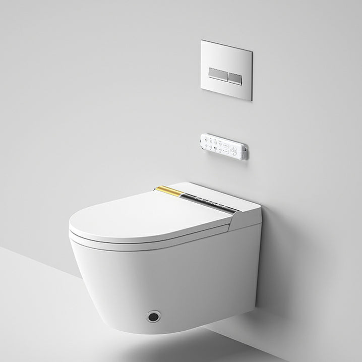 White Elongated Stain Resistant Wall Mounted Bidet with Temperature Control Clearhalo 'Bathroom Remodel & Bathroom Fixtures' 'Bidets' 'Home Improvement' 'home_improvement' 'home_improvement_bidets' 'Toilets & Bidets' 8191433
