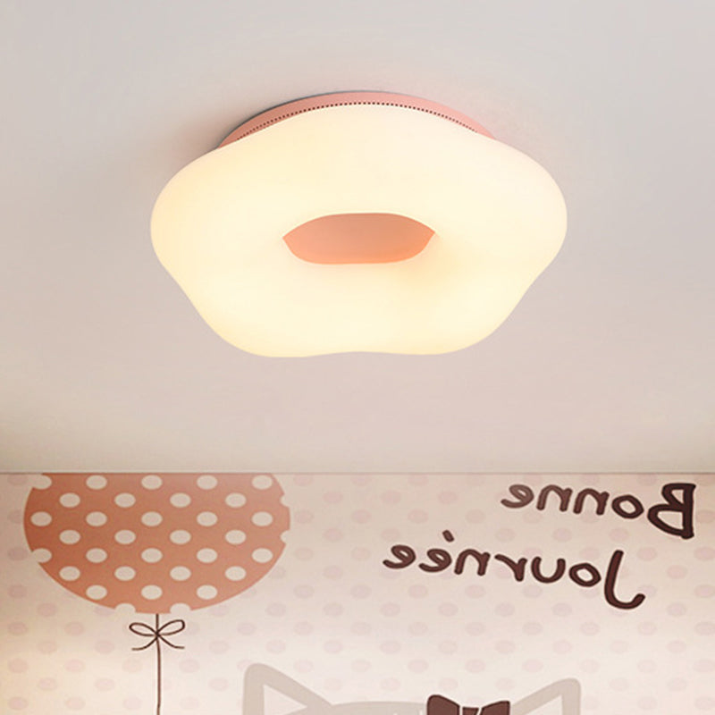 Doughnut Flushmount Light Nordic Acrylic LED Kid-Bedroom Flush Mount Fixture in White/Blue/Pink Pink Clearhalo 'Ceiling Lights' 'Close To Ceiling Lights' 'Close to ceiling' 'Flush mount' Lighting' 819202