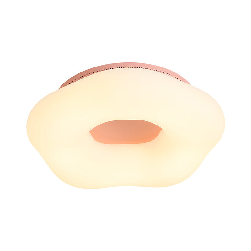 Doughnut Flushmount Light Nordic Acrylic LED Kid-Bedroom Flush Mount Fixture in White/Blue/Pink Clearhalo 'Ceiling Lights' 'Close To Ceiling Lights' 'Close to ceiling' 'Flush mount' Lighting' 819203