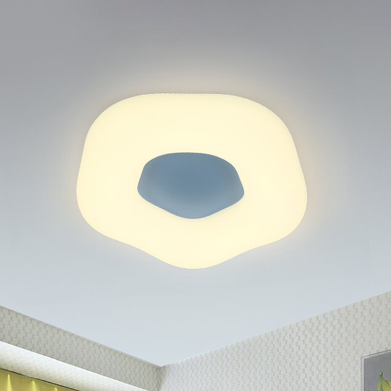Doughnut Flushmount Light Nordic Acrylic LED Kid-Bedroom Flush Mount Fixture in White/Blue/Pink Blue Clearhalo 'Ceiling Lights' 'Close To Ceiling Lights' 'Close to ceiling' 'Flush mount' Lighting' 819206