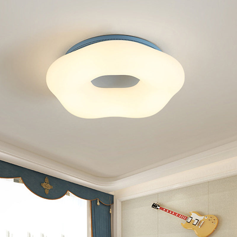 Doughnut Flushmount Light Nordic Acrylic LED Kid-Bedroom Flush Mount Fixture in White/Blue/Pink Clearhalo 'Ceiling Lights' 'Close To Ceiling Lights' 'Close to ceiling' 'Flush mount' Lighting' 819207