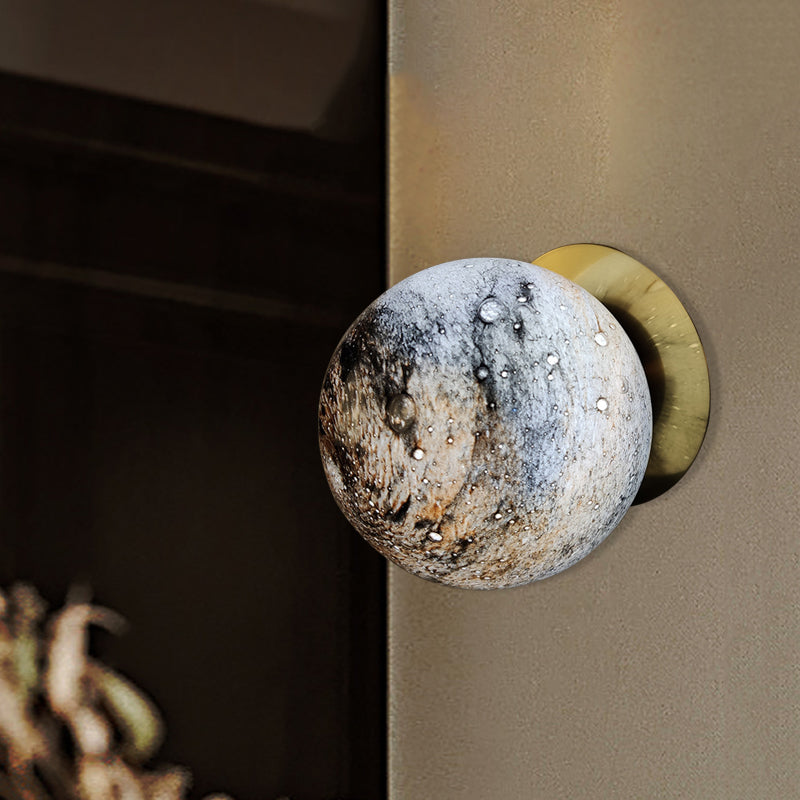 Planet Frosted Glass Wall Lamp Creative Yellow/Blue LED Wall Sconce Lighting Fixture for Bedroom Clearhalo 'Wall Lamps & Sconces' 'Wall Lights' Lighting' 819367