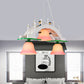 Pink Glass Bell Chandelier Kids 3-Light Down Lighting Pendant with Wooden Bridge Design Clearhalo 'Ceiling Lights' 'Chandeliers' Lighting' options 819371