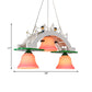 Pink Glass Bell Chandelier Kids 3-Light Down Lighting Pendant with Wooden Bridge Design Clearhalo 'Ceiling Lights' 'Chandeliers' Lighting' options 819373