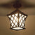 Opal Glass Lantern Semi Flush Mount Country 1 Light Balcony Close to Ceiling Light in Black/Bronze with Metal X-Frame Bronze Clearhalo 'Ceiling Lights' 'Close To Ceiling Lights' 'Close to ceiling' 'Glass shade' 'Glass' 'Semi-flushmount' Lighting' 819498
