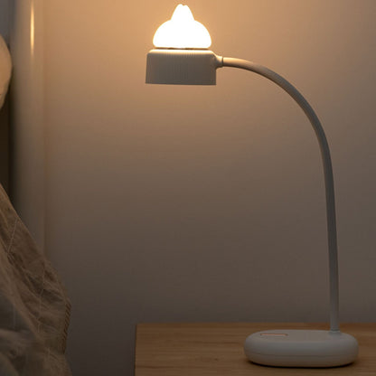 White/Pink/Green Cat Rotating Table Lamp Kids Plastic USB Rechargeable LED Nightstand Light Green Clearhalo 'Lamps' 'Table Lamps' Lighting' 819613