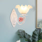 Opal Glass Flower Sconce Lamp American Garden 1 Bulb Living Room Wall Light in Light-Brown/White Clearhalo 'Wall Lamps & Sconces' 'Wall Lights' Lighting' 819727