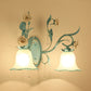 Milk Glass Blue Wall Mount Lamp Bell Shade 1/2-Head Romantic Pastoral Sconce Lighting Clearhalo 'Wall Lamps & Sconces' 'Wall Lights' Lighting' 819741