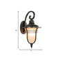 Swooping Arm Outdoor Sconce Light Countryside Cream Glass 1-Head Black Wall Lamp Clearhalo 'Wall Lamps & Sconces' 'Wall Lights' Lighting' 820077