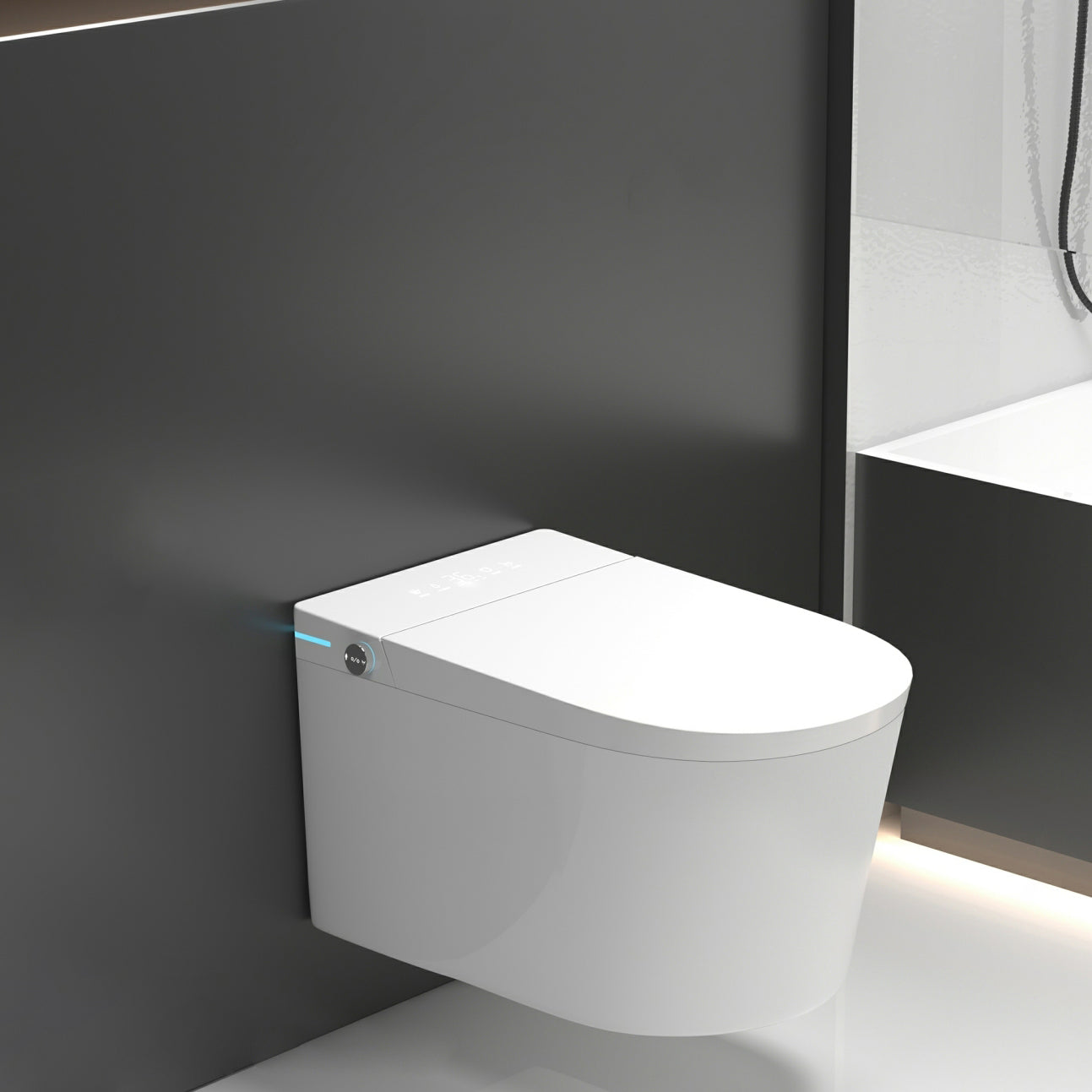 Modern White Stain Resistant Wall Mounted Bidet with Temperature Control Automatic Lid Clearhalo 'Bathroom Remodel & Bathroom Fixtures' 'Bidets' 'Home Improvement' 'home_improvement' 'home_improvement_bidets' 'Toilets & Bidets' 8205546