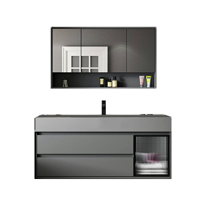 Contemporary Bathroom Vanity Wall-Mounted Single Sink with Soft Close Door 47"L x 19"W x 22"H Clearhalo 'Bathroom Remodel & Bathroom Fixtures' 'Bathroom Vanities' 'bathroom_vanities' 'Home Improvement' 'home_improvement' 'home_improvement_bathroom_vanities' 8205825