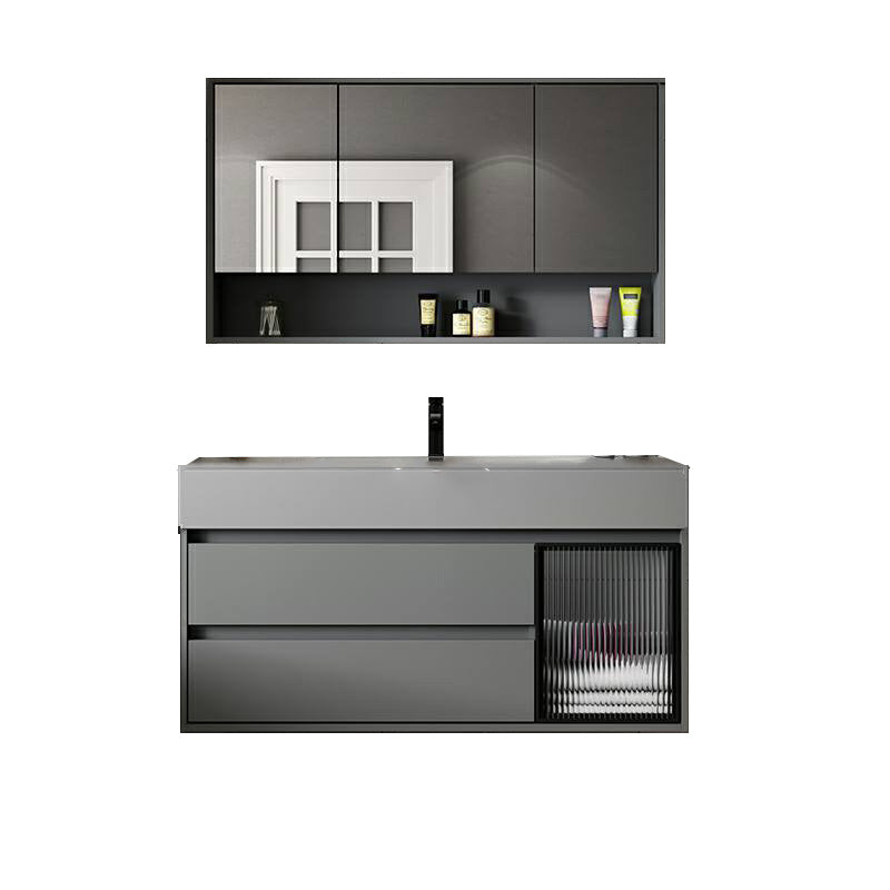 Contemporary Bathroom Vanity Wall-Mounted Single Sink with Soft Close Door 39"L x 19"W x 22"H Clearhalo 'Bathroom Remodel & Bathroom Fixtures' 'Bathroom Vanities' 'bathroom_vanities' 'Home Improvement' 'home_improvement' 'home_improvement_bathroom_vanities' 8205827