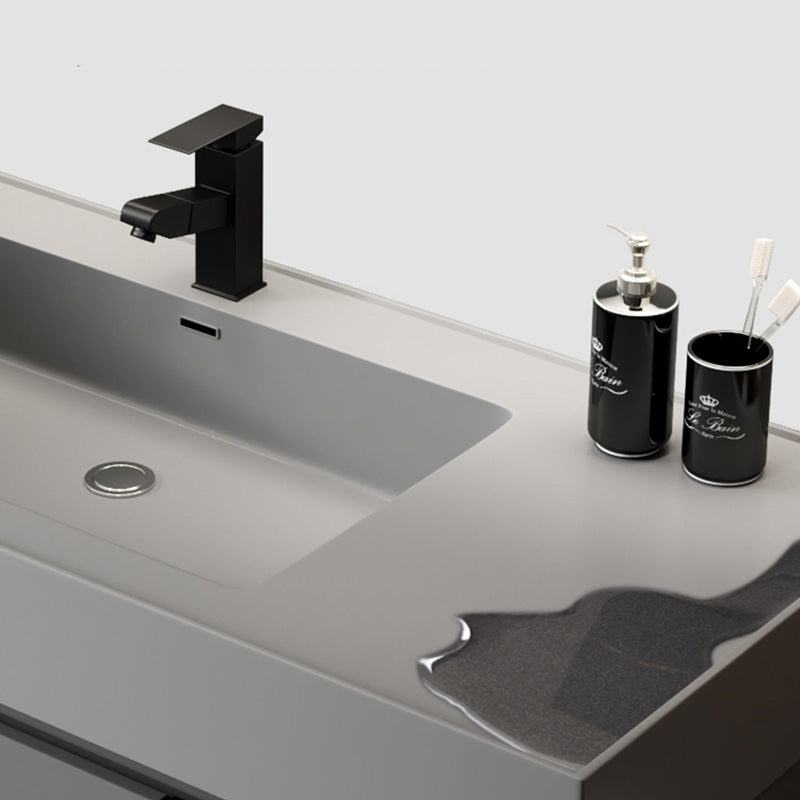 Contemporary Bathroom Vanity Wall-Mounted Single Sink with Soft Close Door Clearhalo 'Bathroom Remodel & Bathroom Fixtures' 'Bathroom Vanities' 'bathroom_vanities' 'Home Improvement' 'home_improvement' 'home_improvement_bathroom_vanities' 8205833