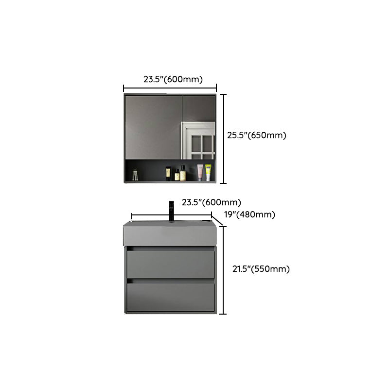 Contemporary Bathroom Vanity Wall-Mounted Single Sink with Soft Close Door Clearhalo 'Bathroom Remodel & Bathroom Fixtures' 'Bathroom Vanities' 'bathroom_vanities' 'Home Improvement' 'home_improvement' 'home_improvement_bathroom_vanities' 8205835