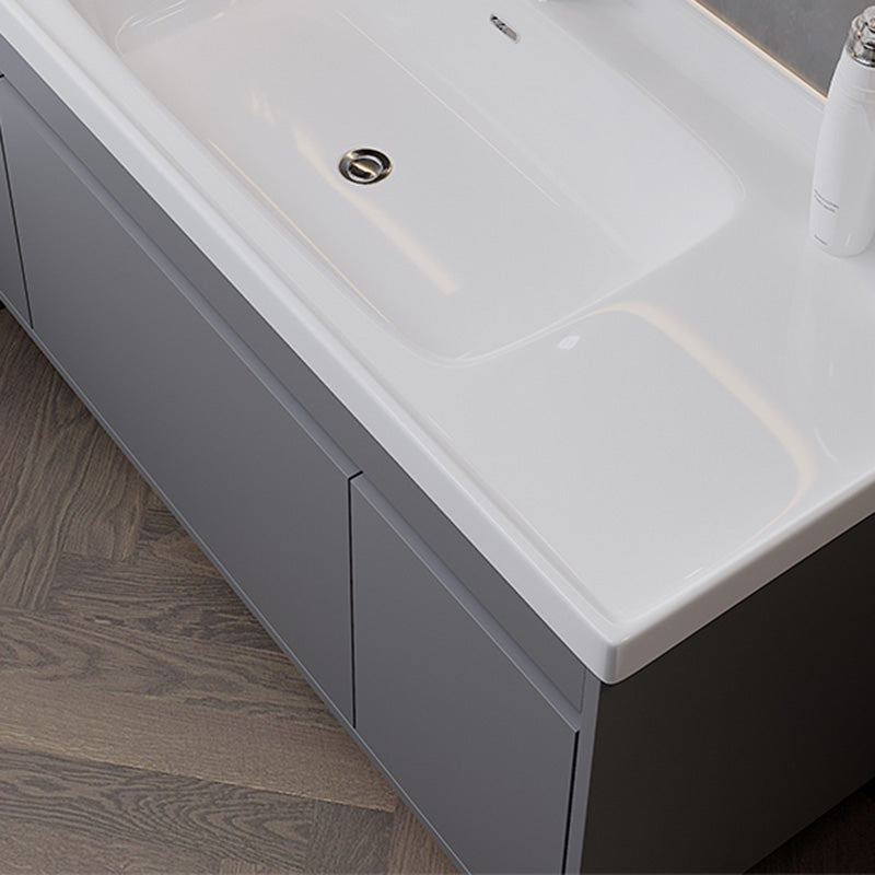 Solid Wood Grey Modern Wall Mount Open Console with Sink Set Clearhalo 'Bathroom Remodel & Bathroom Fixtures' 'Bathroom Vanities' 'bathroom_vanities' 'Home Improvement' 'home_improvement' 'home_improvement_bathroom_vanities' 8205851
