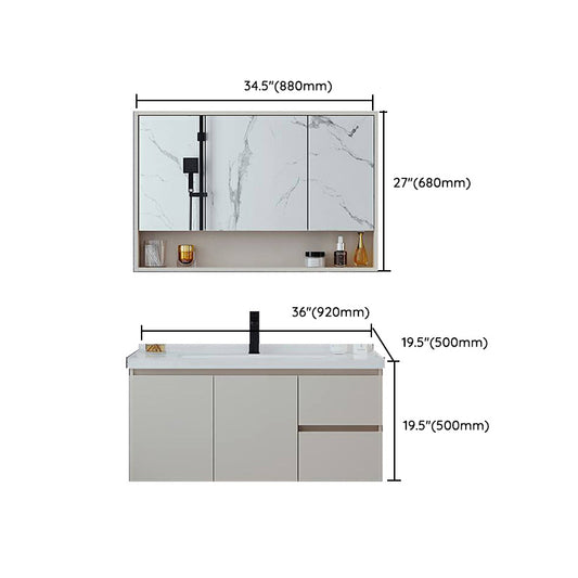 Wall Mount White Modern Solid Wood Bathroom Vanity Set Faucet Included Clearhalo 'Bathroom Remodel & Bathroom Fixtures' 'Bathroom Vanities' 'bathroom_vanities' 'Home Improvement' 'home_improvement' 'home_improvement_bathroom_vanities' 8205892
