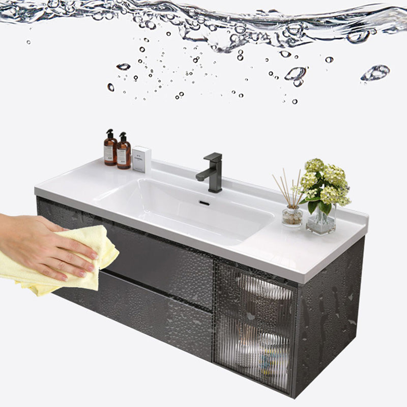 Trendy Bathroom Vanity Wall Mount Open Shelf Single Sink with Soft Close Door Clearhalo 'Bathroom Remodel & Bathroom Fixtures' 'Bathroom Vanities' 'bathroom_vanities' 'Home Improvement' 'home_improvement' 'home_improvement_bathroom_vanities' 8205908