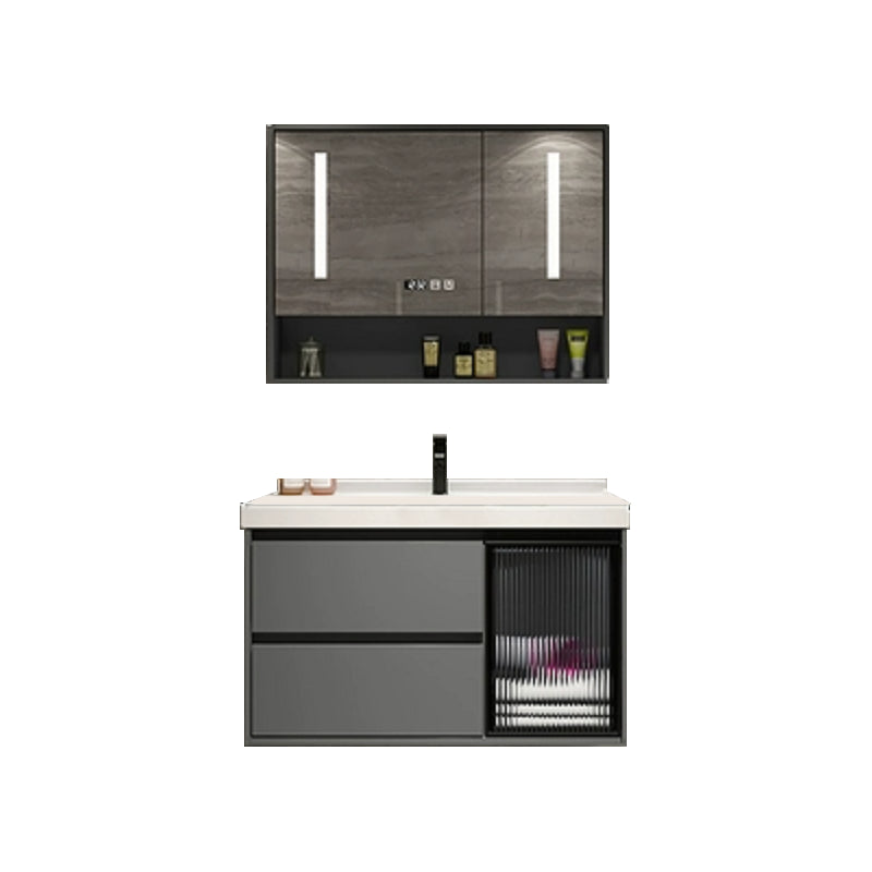 Trendy Bathroom Vanity Wall Mount Open Shelf Single Sink with Soft Close Door Vanity & Faucet & Smart Medicine Cabinet 31.5"L x 20"W x 20"H Clearhalo 'Bathroom Remodel & Bathroom Fixtures' 'Bathroom Vanities' 'bathroom_vanities' 'Home Improvement' 'home_improvement' 'home_improvement_bathroom_vanities' 8205919