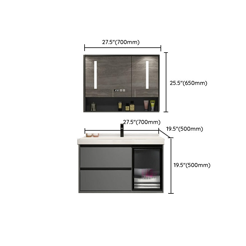 Trendy Bathroom Vanity Wall Mount Open Shelf Single Sink with Soft Close Door Clearhalo 'Bathroom Remodel & Bathroom Fixtures' 'Bathroom Vanities' 'bathroom_vanities' 'Home Improvement' 'home_improvement' 'home_improvement_bathroom_vanities' 8205928