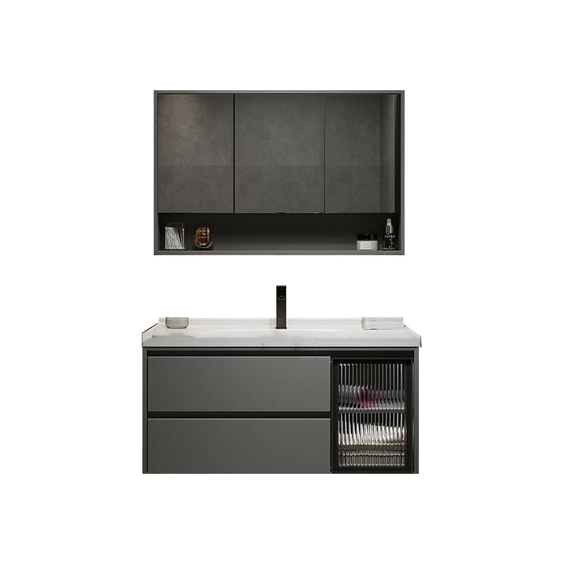 Modern Gray Wood Rectangular Wall Mount Open Console with Sink Set 40"L x 20"W x 20"H Clearhalo 'Bathroom Remodel & Bathroom Fixtures' 'Bathroom Vanities' 'bathroom_vanities' 'Home Improvement' 'home_improvement' 'home_improvement_bathroom_vanities' 8205947