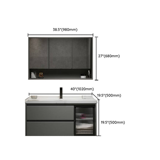 Modern Gray Wood Rectangular Wall Mount Open Console with Sink Set Clearhalo 'Bathroom Remodel & Bathroom Fixtures' 'Bathroom Vanities' 'bathroom_vanities' 'Home Improvement' 'home_improvement' 'home_improvement_bathroom_vanities' 8205952