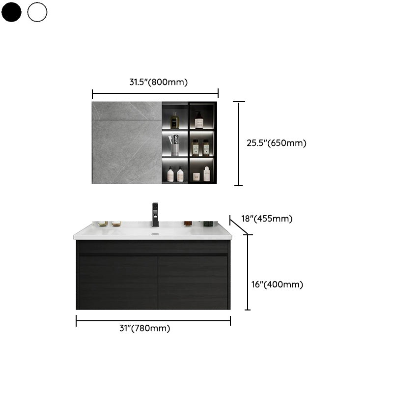 Popular Bathroom Sink Vanity Wall-Mounted 4 Doors Open Shelf Clearhalo 'Bathroom Remodel & Bathroom Fixtures' 'Bathroom Vanities' 'bathroom_vanities' 'Home Improvement' 'home_improvement' 'home_improvement_bathroom_vanities' 8205972