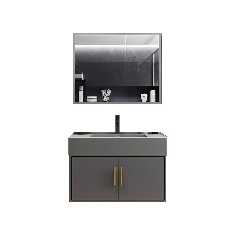 Grey Wall Mount Modern Single-Sink Open Console with Sink Set 28"L x 19"W x 22"H Clearhalo 'Bathroom Remodel & Bathroom Fixtures' 'Bathroom Vanities' 'bathroom_vanities' 'Home Improvement' 'home_improvement' 'home_improvement_bathroom_vanities' 8211630