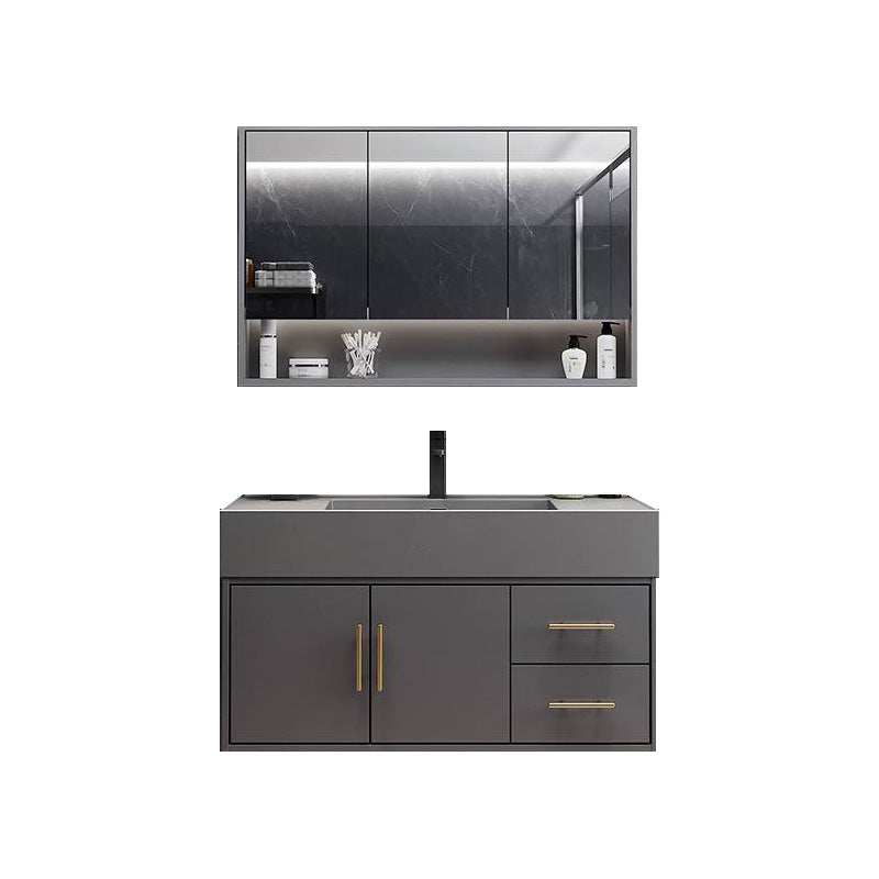 Grey Wall Mount Modern Single-Sink Open Console with Sink Set 39"L x 19"W x 22"H Clearhalo 'Bathroom Remodel & Bathroom Fixtures' 'Bathroom Vanities' 'bathroom_vanities' 'Home Improvement' 'home_improvement' 'home_improvement_bathroom_vanities' 8211633