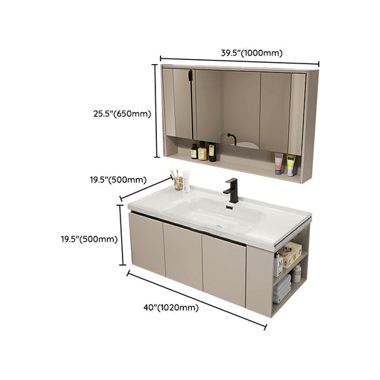 Wall Mount Modern Wood Rectangular Open Console with Sink Set Clearhalo 'Bathroom Remodel & Bathroom Fixtures' 'Bathroom Vanities' 'bathroom_vanities' 'Home Improvement' 'home_improvement' 'home_improvement_bathroom_vanities' 8211821