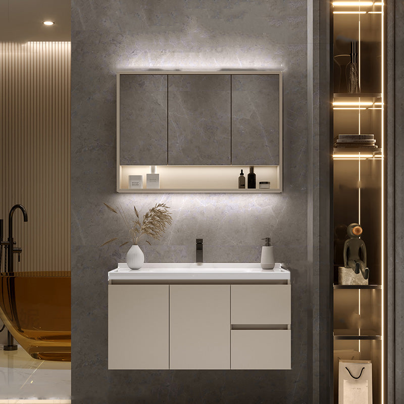 White Solid Wood Rectangular Modern Wall Mount Bathroom Vanity Set 35"L x 20"W x 20"H Clearhalo 'Bathroom Remodel & Bathroom Fixtures' 'Bathroom Vanities' 'bathroom_vanities' 'Home Improvement' 'home_improvement' 'home_improvement_bathroom_vanities' 8215730