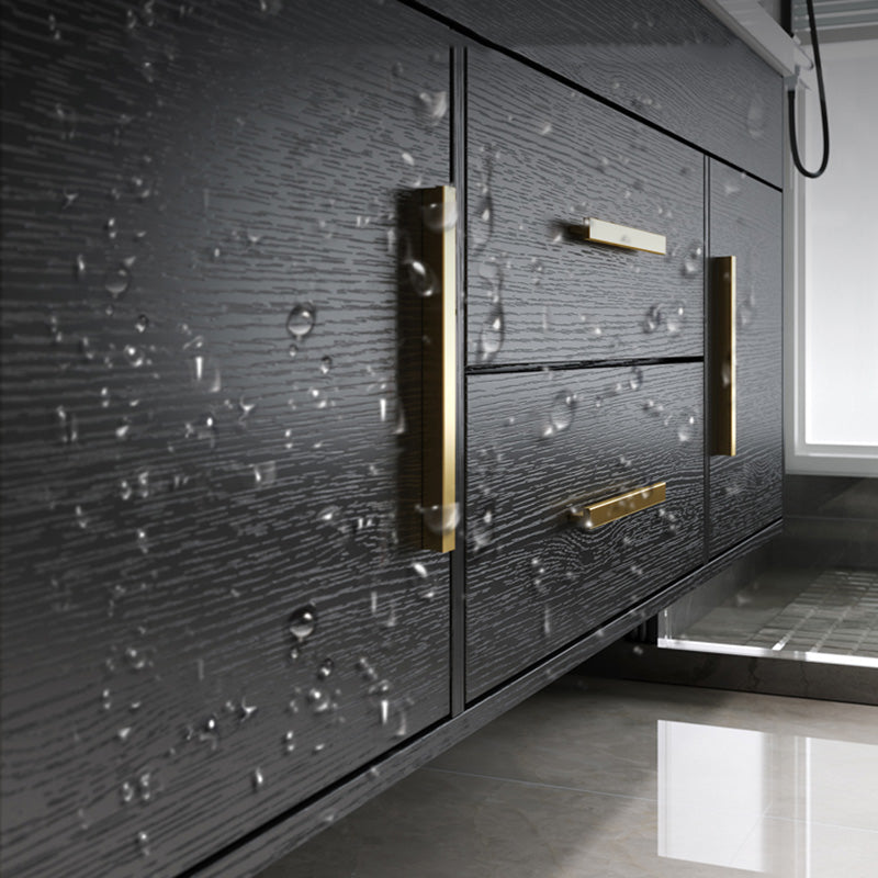 Single-Sink Black Solid Wood Modern Open Console with Sink Set Clearhalo 'Bathroom Remodel & Bathroom Fixtures' 'Bathroom Vanities' 'bathroom_vanities' 'Home Improvement' 'home_improvement' 'home_improvement_bathroom_vanities' 8215783