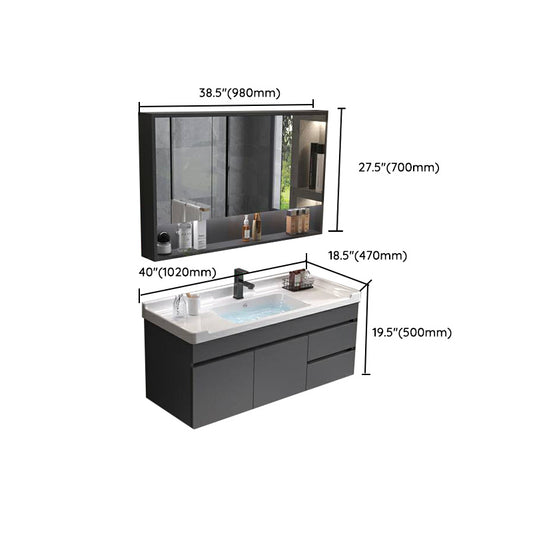 Grey Modern Solid Wood Single-Sink Open Console with Sink Set Clearhalo 'Bathroom Remodel & Bathroom Fixtures' 'Bathroom Vanities' 'bathroom_vanities' 'Home Improvement' 'home_improvement' 'home_improvement_bathroom_vanities' 8215828