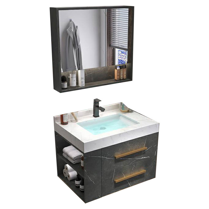 Wall Mount Single-Sink Modern Black Open Console with Sink Set Clearhalo 'Bathroom Remodel & Bathroom Fixtures' 'Bathroom Vanities' 'bathroom_vanities' 'Home Improvement' 'home_improvement' 'home_improvement_bathroom_vanities' 8215838