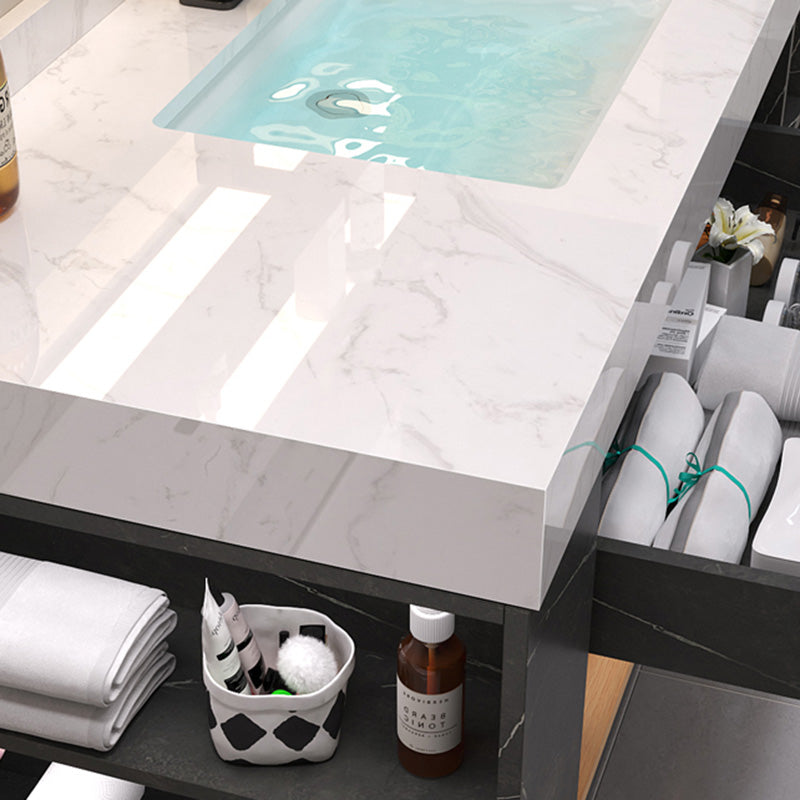 Wall Mount Single-Sink Modern Black Open Console with Sink Set Clearhalo 'Bathroom Remodel & Bathroom Fixtures' 'Bathroom Vanities' 'bathroom_vanities' 'Home Improvement' 'home_improvement' 'home_improvement_bathroom_vanities' 8215846