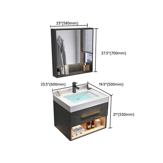 Wall Mount Single-Sink Modern Black Open Console with Sink Set Clearhalo 'Bathroom Remodel & Bathroom Fixtures' 'Bathroom Vanities' 'bathroom_vanities' 'Home Improvement' 'home_improvement' 'home_improvement_bathroom_vanities' 8215849