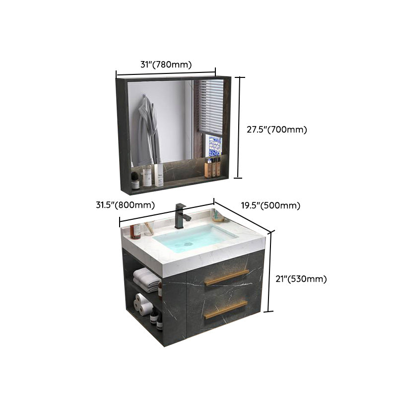 Wall Mount Single-Sink Modern Black Open Console with Sink Set Clearhalo 'Bathroom Remodel & Bathroom Fixtures' 'Bathroom Vanities' 'bathroom_vanities' 'Home Improvement' 'home_improvement' 'home_improvement_bathroom_vanities' 8215854