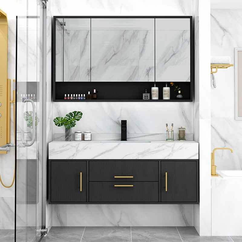 Fashionable Bathroom Vanity Set Wall-Mounted Open Shelf Faucet Included Clearhalo 'Bathroom Remodel & Bathroom Fixtures' 'Bathroom Vanities' 'bathroom_vanities' 'Home Improvement' 'home_improvement' 'home_improvement_bathroom_vanities' 8215861