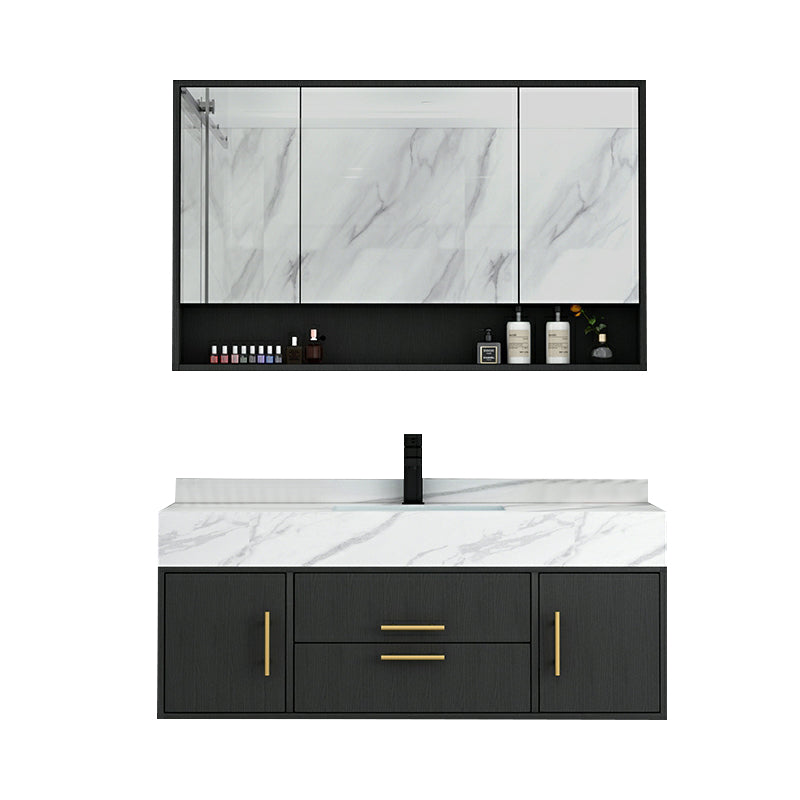 Fashionable Bathroom Vanity Set Wall-Mounted Open Shelf Faucet Included Clearhalo 'Bathroom Remodel & Bathroom Fixtures' 'Bathroom Vanities' 'bathroom_vanities' 'Home Improvement' 'home_improvement' 'home_improvement_bathroom_vanities' 8215865