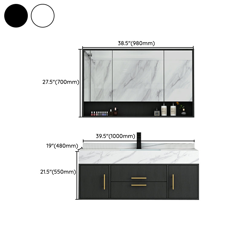 Fashionable Bathroom Vanity Set Wall-Mounted Open Shelf Faucet Included Clearhalo 'Bathroom Remodel & Bathroom Fixtures' 'Bathroom Vanities' 'bathroom_vanities' 'Home Improvement' 'home_improvement' 'home_improvement_bathroom_vanities' 8215875