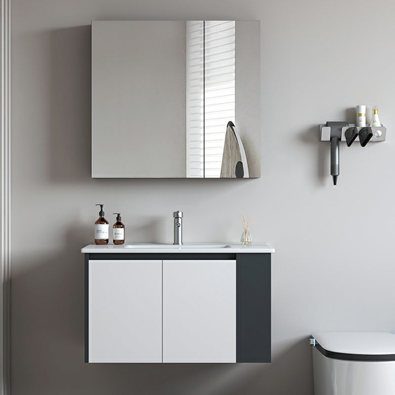 Trendy Bathroom Vanity Set 2 Doors Wall Mount Open Shelf Faucet Included Clearhalo 'Bathroom Remodel & Bathroom Fixtures' 'Bathroom Vanities' 'bathroom_vanities' 'Home Improvement' 'home_improvement' 'home_improvement_bathroom_vanities' 8215878